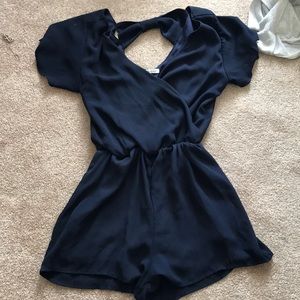 Navy romper with open back